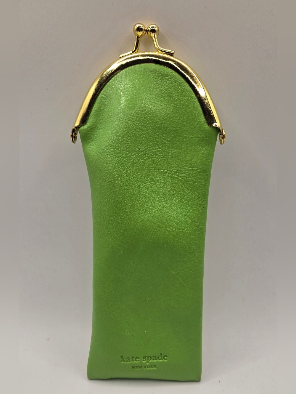 Kate Spade New York wink wink Green Faux Leather Eyeglasses Gold-tone Snap Case